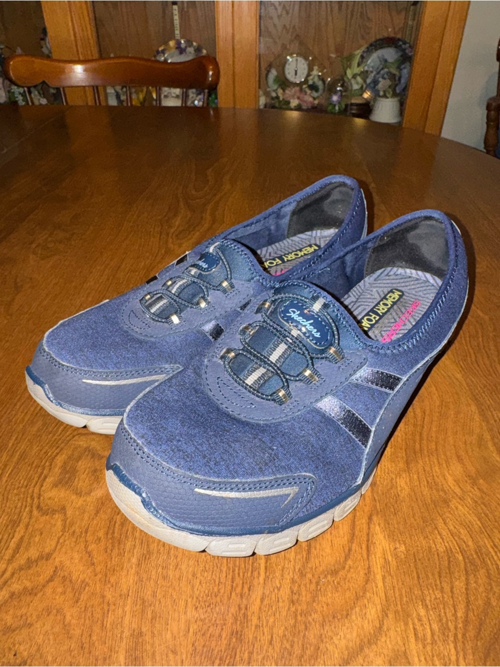 Skechers Navy Blue Slip-On Athletic Sneakers for Women